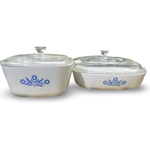 Vintage Corningware Casserole Dish Set with Lids (1.75 Qt and 2.5 Qt)